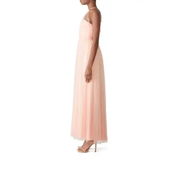 Amsale Blush Halter Tulle Maxi Gown NWT Size 14  Bridesmaid Formal Dress - Picture 3 of 10